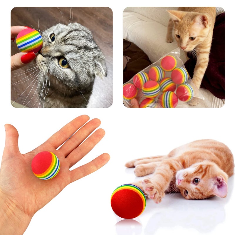 PET SHOW 10pcs 1.38" Red Rainbow Cat Toy Balls Soft EVA Foam Interactive Indoor Kittens Favorite Toys 35mm Dia. Small Dogs Puppies Toy Balls Bulk Activity Chase Quiet Play Sponge Ball - Image 4